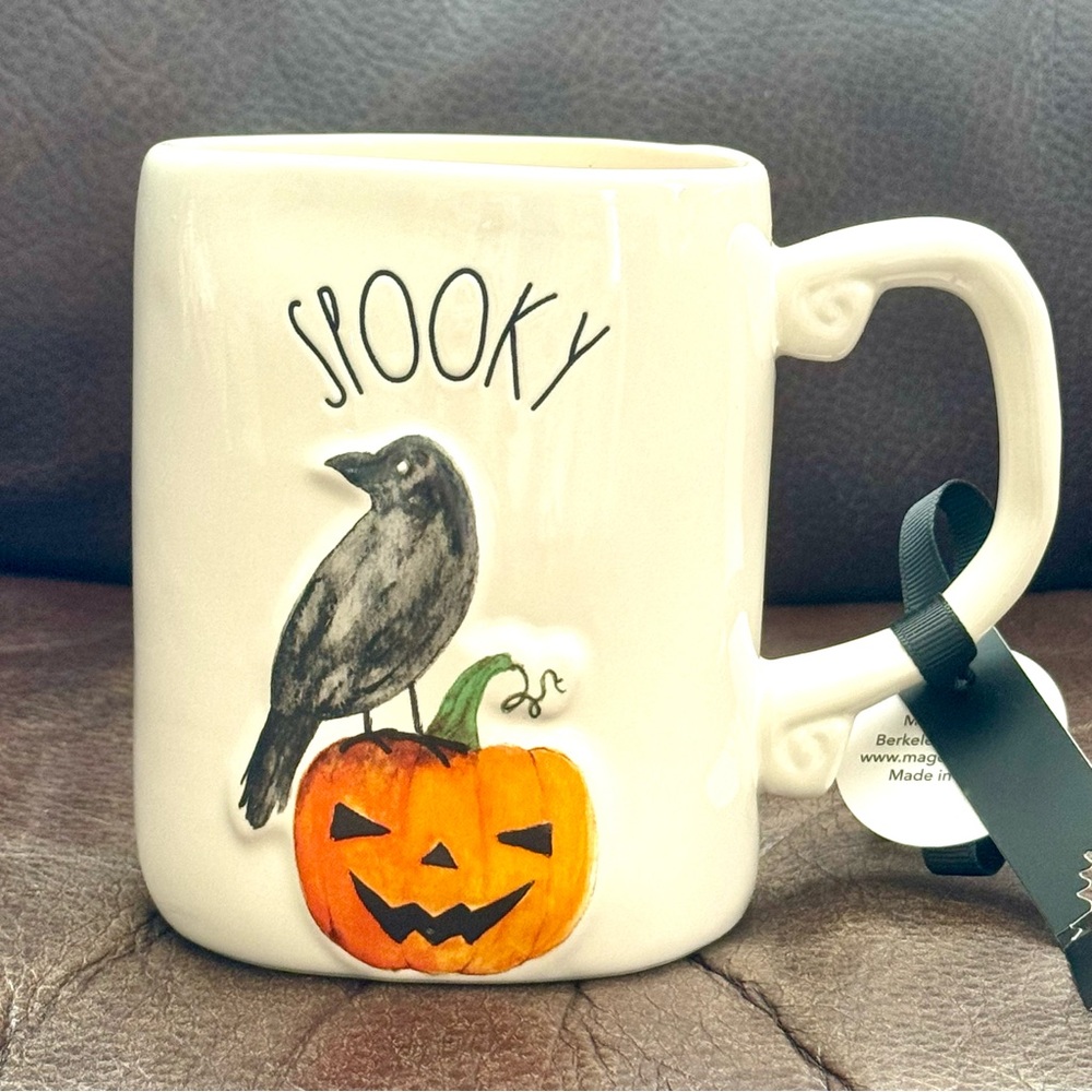 SPOOKY Crow on Pumpkin - Rae Dunn Ceramic Halloween Mug